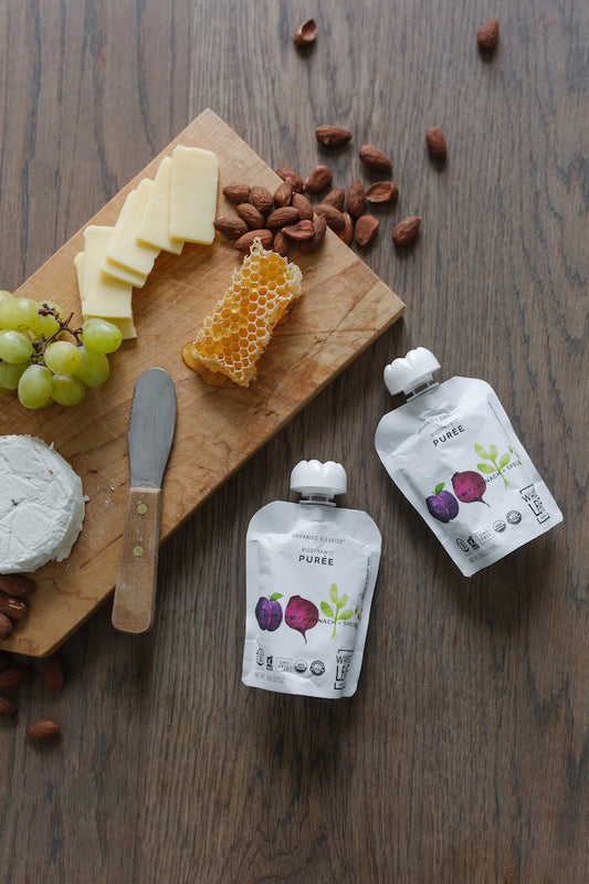 Regeneratively Farmed Organic Baby Food with Pouch with Plum + Beet + Spinach + Spelt Puree | White Leaf Provisions