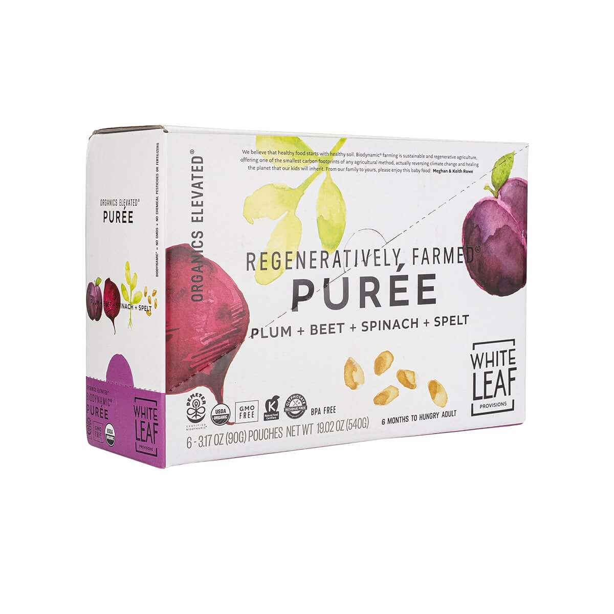 Box of Organic Regeneratively Farmed Plum + Beet + Spinach + Baby Food Puree | White Leaf Provisions