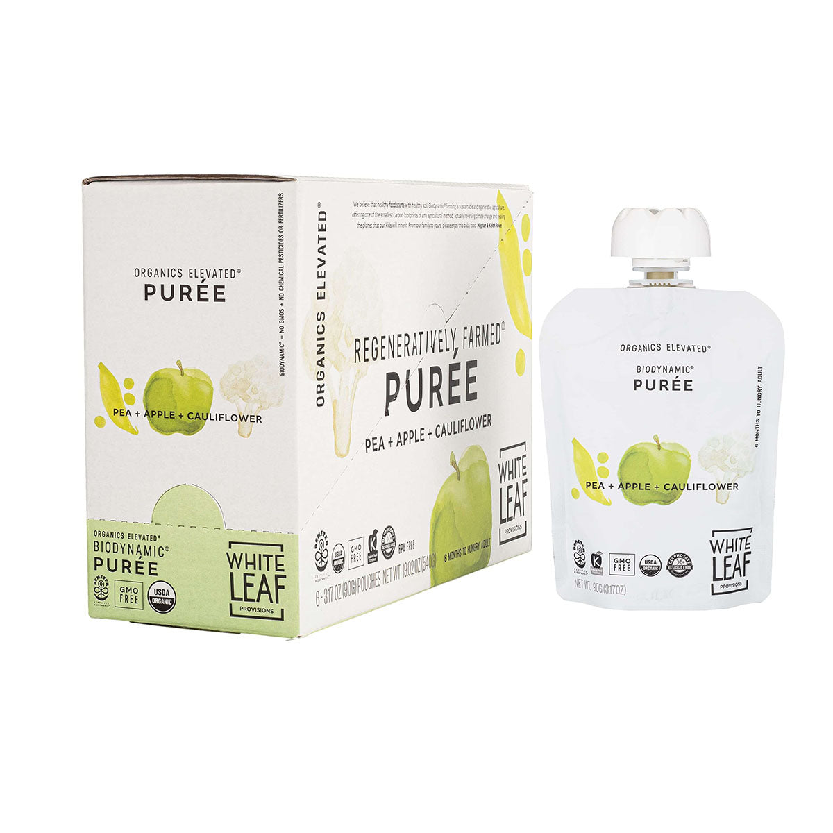 Organic Regeneratively Farmed Pea + Apple + Cauliflower Organic Infant Food | White Leaf Provisions
