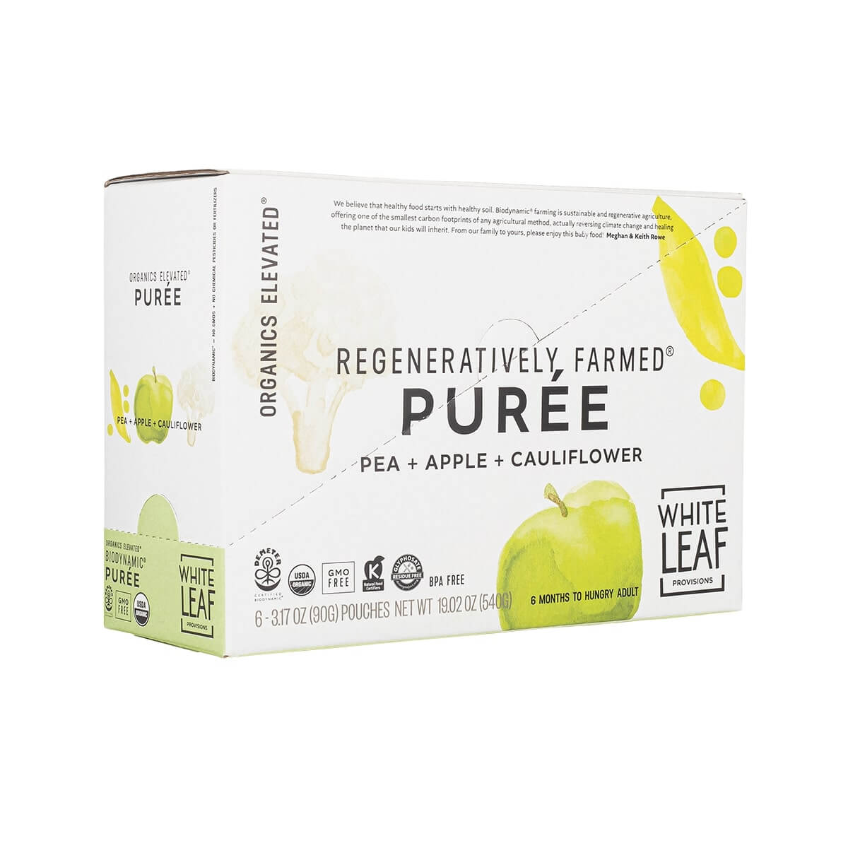 Organic Regeneratively Farmed Pea + Apple + Cauliflower Puree | White Leaf Provisions