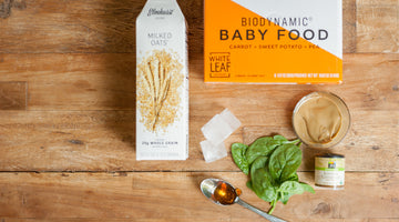 Biodynamic Organic Carrot, Sweet Potato, Pea Smoothie with Oat Milk and Peanut Butter