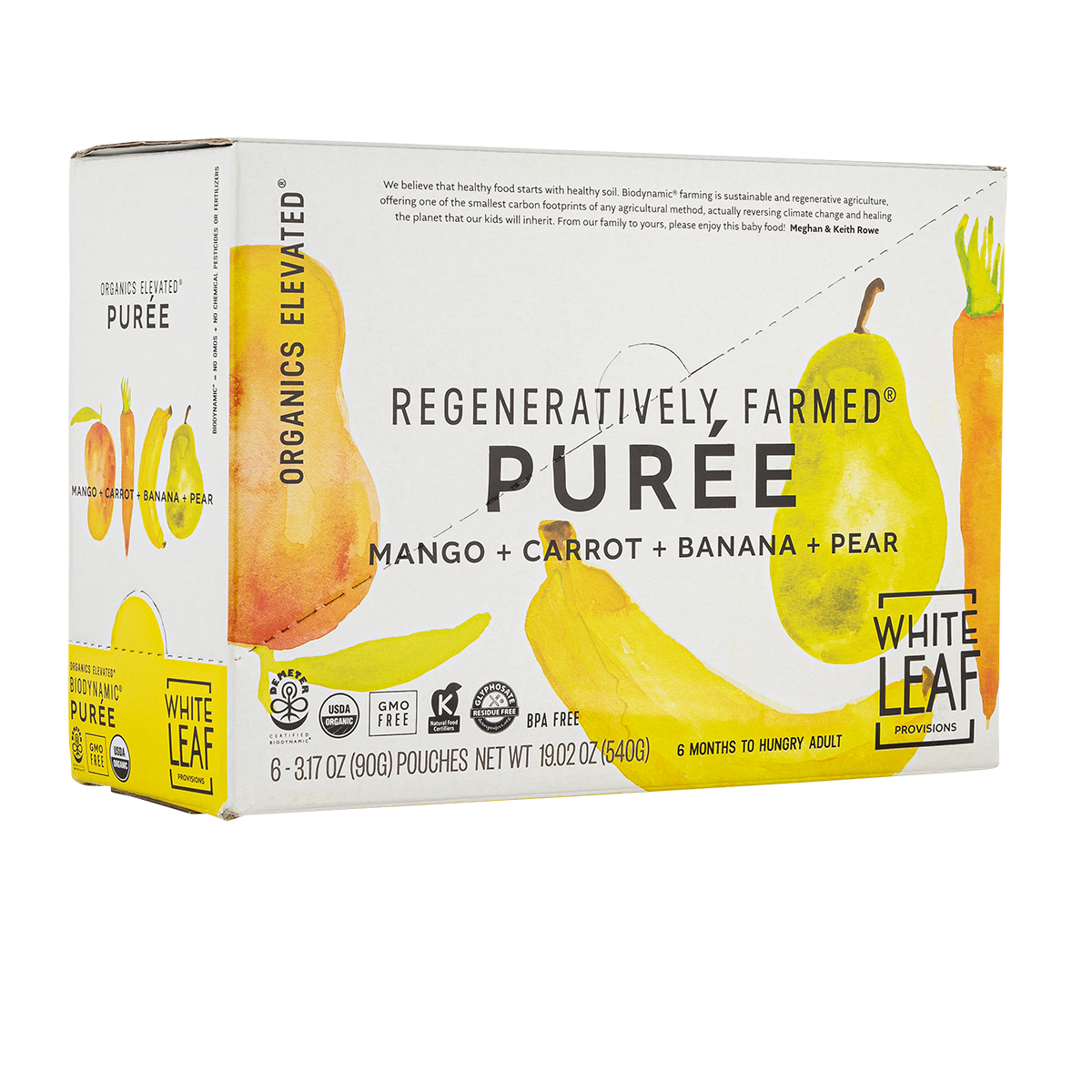 Organic, regeneratively farmed Puree - Mango + Carrot + Banana + Pear