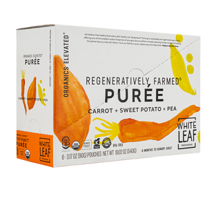 Organic, regeneratively farmed Puree - Carrot + Sweet Potato + Pea