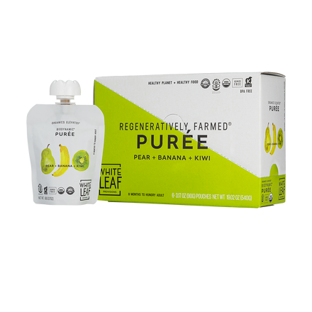 Organic, regeneratively farmed Puree - Pear + Banana + Kiwi