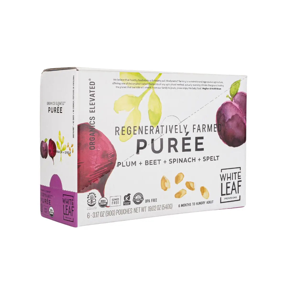Box of Organic Regeneratively Farmed Plum + Beet + Spinach + Baby Food Puree | White Leaf Provisions